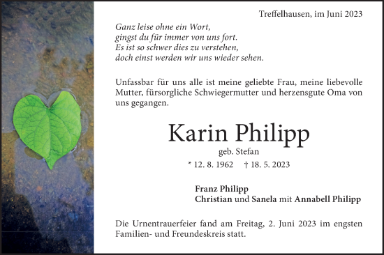 Traueranzeige von Karin Philipp von Geislinger Zeitung