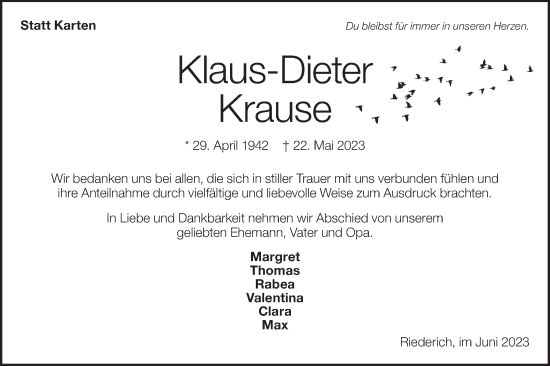 Traueranzeige von Klaus-Dieter Krause von SÜDWEST PRESSE/SÜDWEST PRESSE