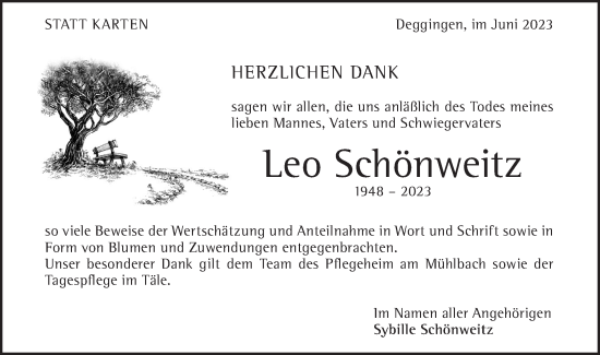 Traueranzeige von Leo Schönweitz von Geislinger Zeitung