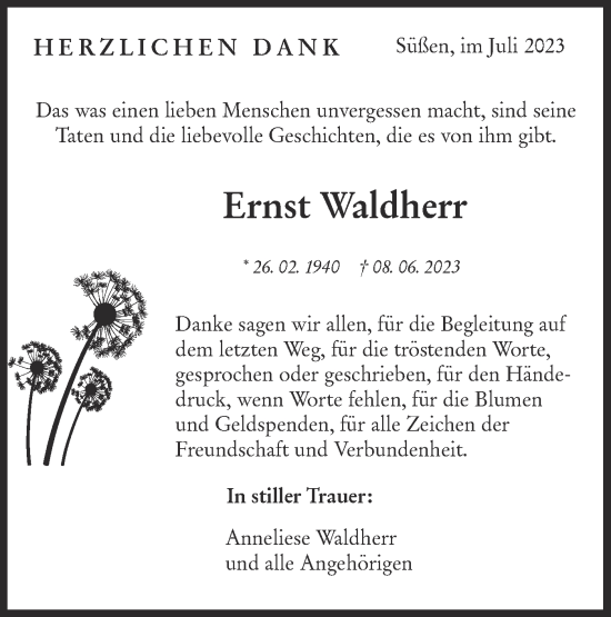 Traueranzeige von Ernst Waldherr von NWZ Neue Württembergische Zeitung