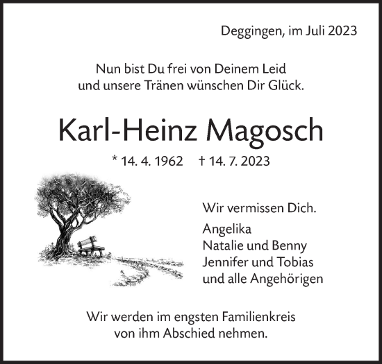 Traueranzeige von Karl-Heinz Magosch von Geislinger Zeitung