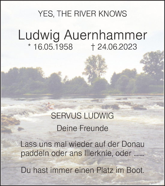 Traueranzeige von Ludwig Auernhammer von SÜDWEST PRESSE Ausgabe Ulm/Neu-Ulm