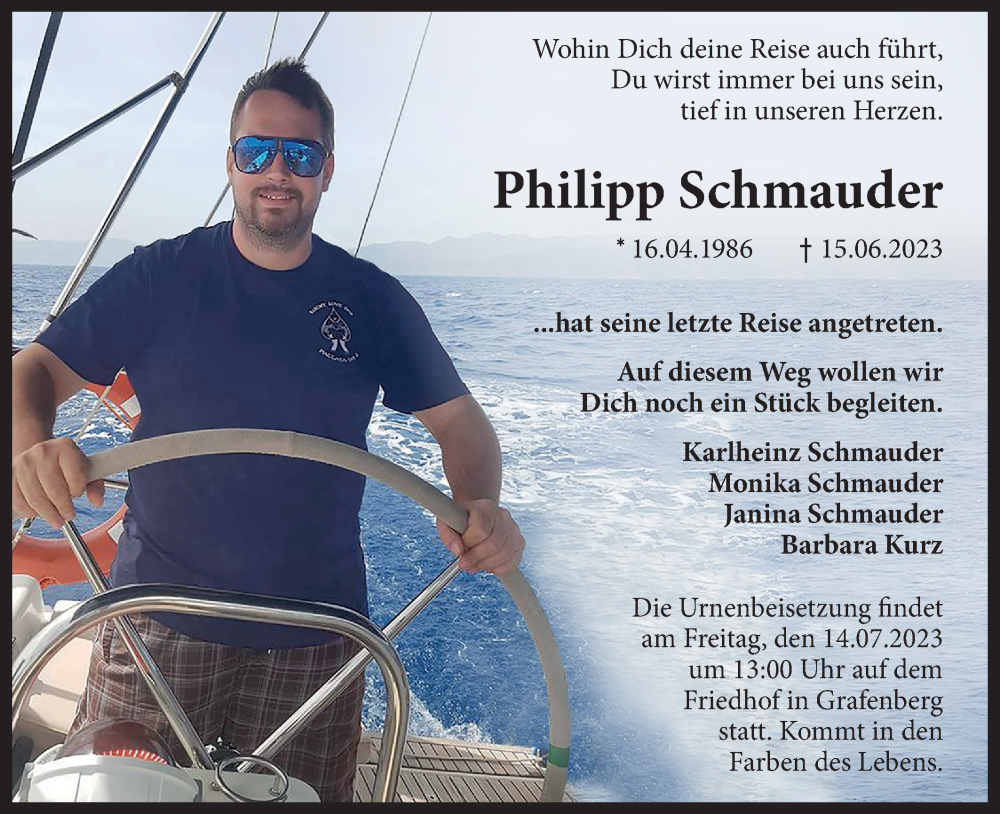  Traueranzeige für Philipp Schmauder vom 08.07.2023 aus Metzinger-Uracher Volksblatt