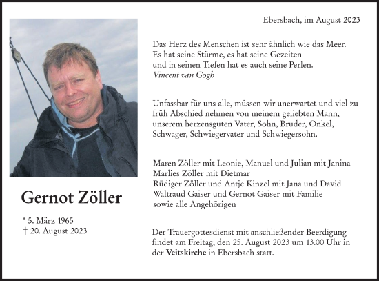 Traueranzeige von Gernot Zöller von NWZ Neue Württembergische Zeitung