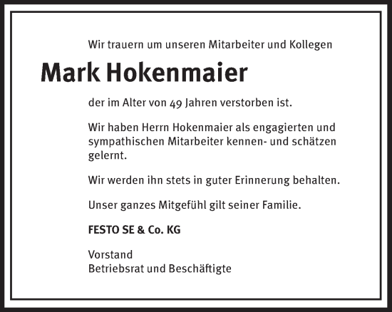 Traueranzeige von Mark Hokenmaier von NWZ Neue Württembergische Zeitung