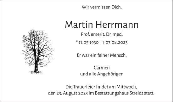 Traueranzeige von Martin Herrmann von SÜDWEST PRESSE Ausgabe Ulm/Neu-Ulm