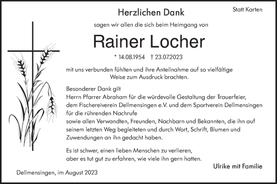 Traueranzeige von Rainer Locher von SÜDWEST PRESSE Ausgabe Ulm/Neu-Ulm