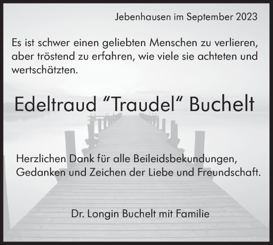 Traueranzeige von Edeltraud Buchelt von NWZ Neue Württembergische Zeitung