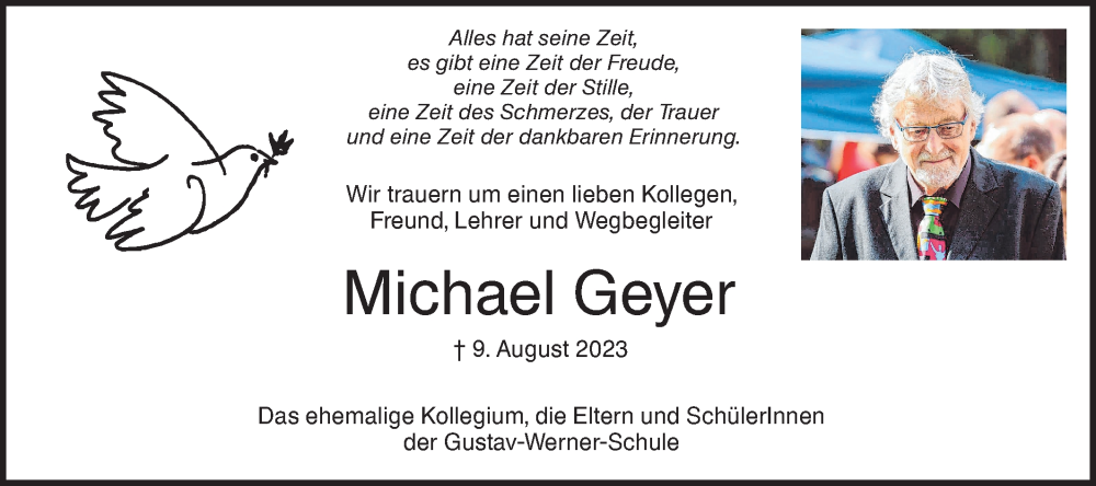 Traueranzeigen Von Michael Geyer Südwest Presse Trauer