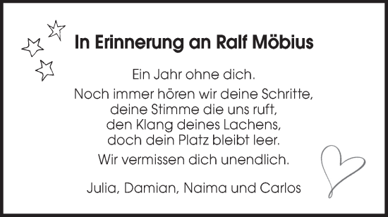 Traueranzeige von Ralf Möbius von Hohenloher Tagblatt