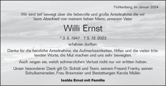 Traueranzeige von Willi Ernst von Rundschau Gaildorf