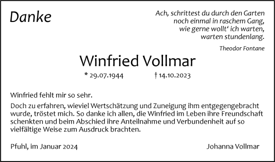 Traueranzeige von Winfried Vollmar von SÜDWEST PRESSE Ausgabe Ulm/Neu-Ulm