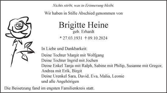 Traueranzeige von Brigitte Heine von SÜDWEST PRESSE Ausgabe Ulm/Neu-Ulm