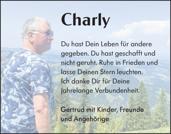 Traueranzeige von Charly  von Rundschau Gaildorf