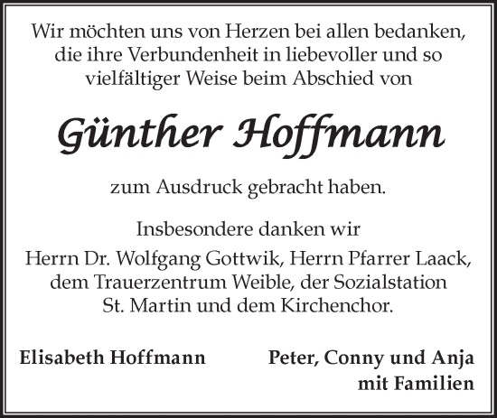 Traueranzeige von Günther Hoffmann von Alb-Bote/Metzinger-Uracher Volksblatt