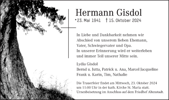 Traueranzeige von Hermann Gisdol von Geislinger Zeitung