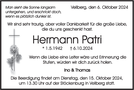 Traueranzeige von Hermann Patri von Haller Tagblatt