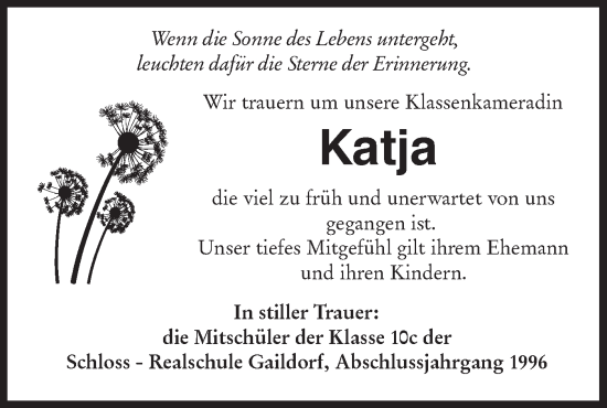 Traueranzeige von Katja Rau von Rundschau Gaildorf