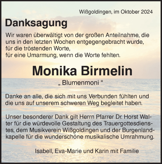 Traueranzeige von Monika Birmelin von NWZ Neue Württembergische Zeitung