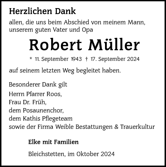 Traueranzeige von Robert Müller von Alb-Bote/Metzinger-Uracher Volksblatt