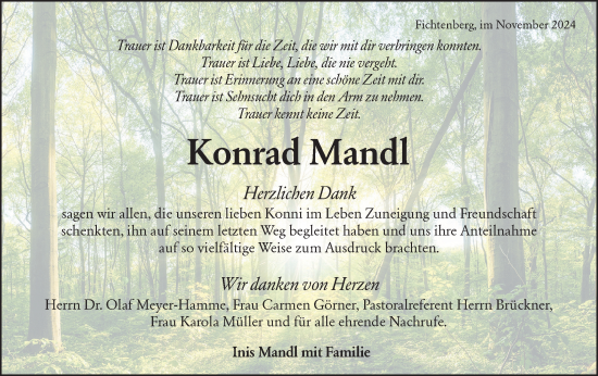 Traueranzeige von Konrad Mandl von Rundschau Gaildorf