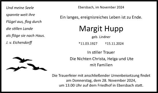 Traueranzeige von Margit Hupp von NWZ Neue Württembergische Zeitung