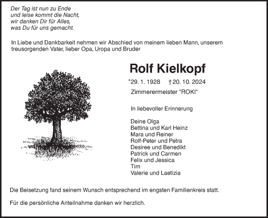 Traueranzeige von Rolf Kielkopf von NWZ Neue Württembergische Zeitung