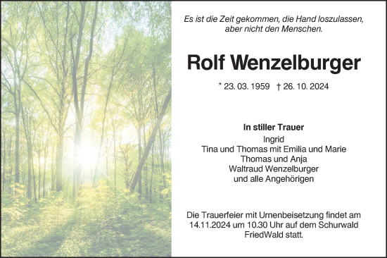 Traueranzeige von Rolf Wenzelburger von NWZ Neue Württembergische Zeitung