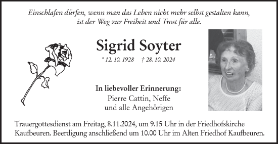 Traueranzeige von Sigrid Soyter von NWZ Neue Württembergische Zeitung