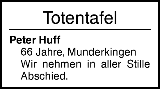 Traueranzeige von Totentafel vom 20.11.2024 von Ehinger Tagblatt