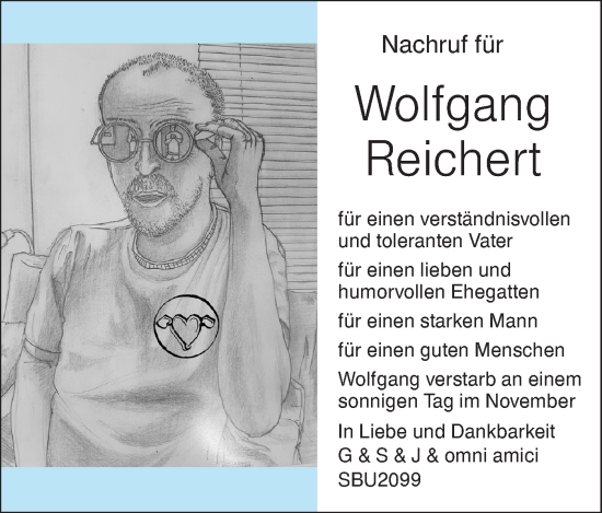 Traueranzeige von Wolfgang Reichert von Schwäbische Tagblatt