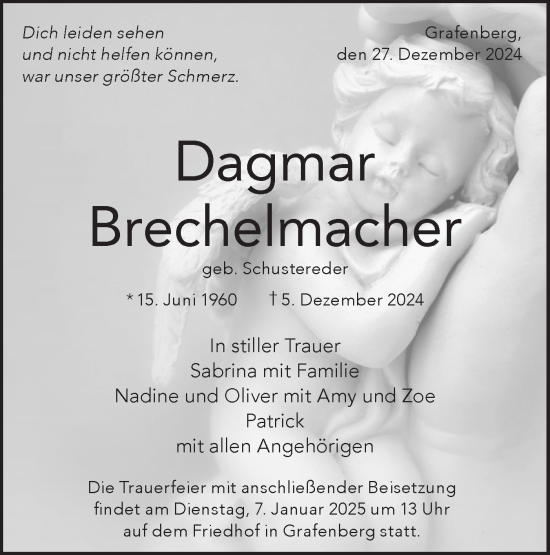 Traueranzeige von Dagmar Brechelmacher von Alb-Bote/Metzinger-Uracher Volksblatt