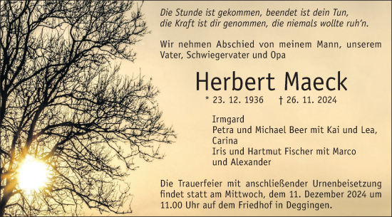 Traueranzeige von Herbert Maeck von Geislinger Zeitung