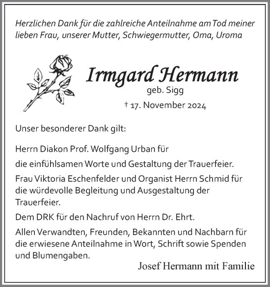 Traueranzeige von Irmgard Hermann von Schwäbische Tagblatt