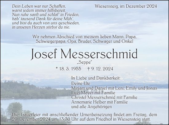 Traueranzeige von Josef Messerschmid von Geislinger Zeitung