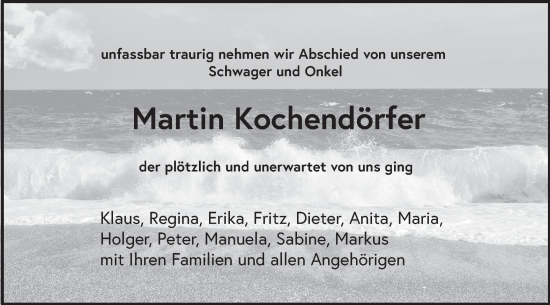 Traueranzeige von Martin Kochendörfer von Haller Tagblatt