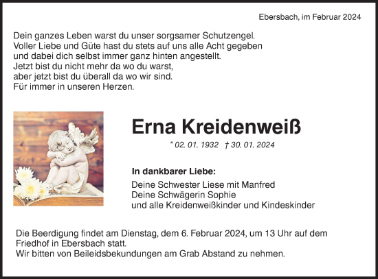 Traueranzeige von Erna Kreidenweiß von NWZ Neue Württembergische Zeitung