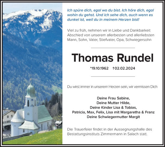 Traueranzeige von Thomas Rundel von NWZ Neue Württembergische Zeitung