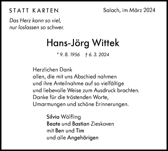 Traueranzeige von Hans-Jörg Wittek von NWZ Neue Württembergische Zeitung