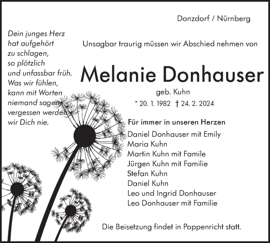 Traueranzeige von Melanie Donhauser von NWZ Neue Württembergische Zeitung