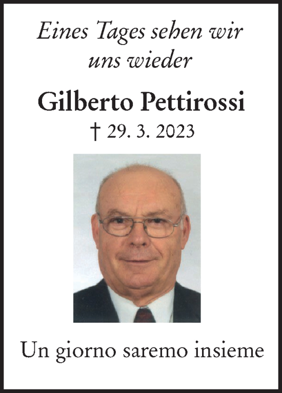 Traueranzeige von Gilberto Pettirossi von NWZ Neue Württembergische Zeitung