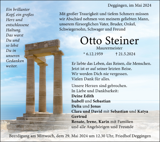 Traueranzeige von Otto Steiner von Geislinger Zeitung