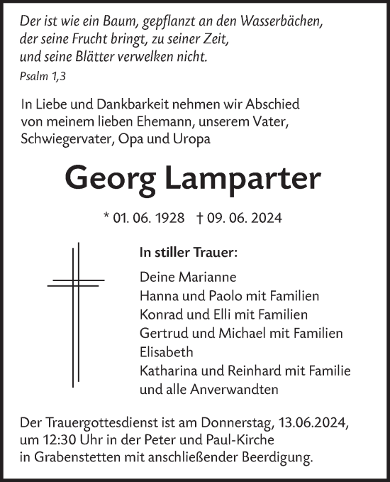 Traueranzeige von Georg Lamparter von Alb-Bote/Metzinger-Uracher Volksblatt