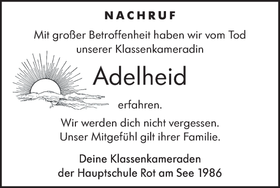 Traueranzeige von Adelheid  von Hohenloher Tagblatt