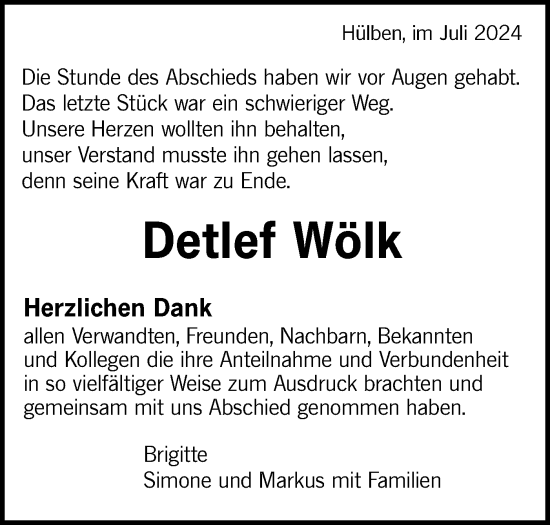 Traueranzeige von Detlef Wölk von Alb-Bote/Metzinger-Uracher Volksblatt