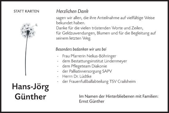 Traueranzeige von Hans-Jörg Günther von Hohenloher Tagblatt