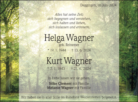 Traueranzeige von Kurt Wagner von Geislinger Zeitung