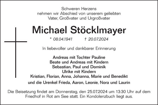Traueranzeige von Michael Stöcklmayer von Hohenloher Tagblatt