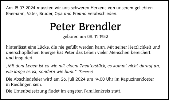 Traueranzeige von Peter Brendler von Alb-Bote/Metzinger-Uracher Volksblatt