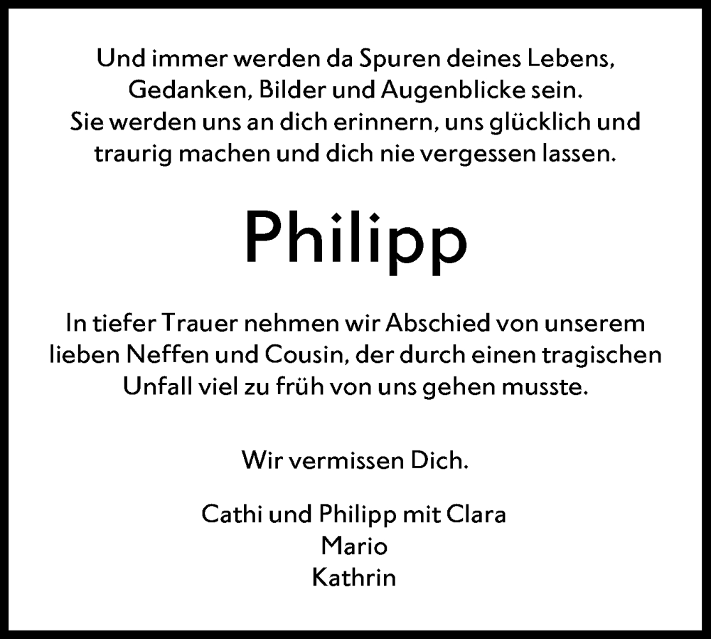  Traueranzeige für Philipp Mack vom 24.07.2024 aus Hohenloher Tagblatt